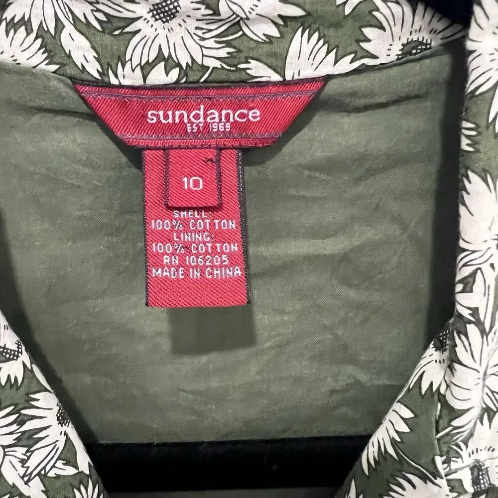Sundance sz 10  Dress Womens Cotton Short Sleeve Floral Button Up Dress Retro - Picture 2 of 7